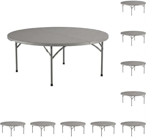 10-Pack! 72" Round Gray Plastic Folding Table Perfect for Wedding Party Bistro Restaurant Picnic School Lecture Seminar